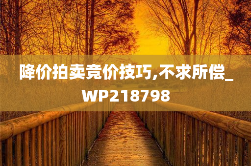 降价拍卖竞价技巧,不求所偿_WP218798