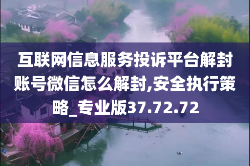 互联网信息服务投诉平台解封账号微信怎么解封,安全执行策略_专业版37.72.72