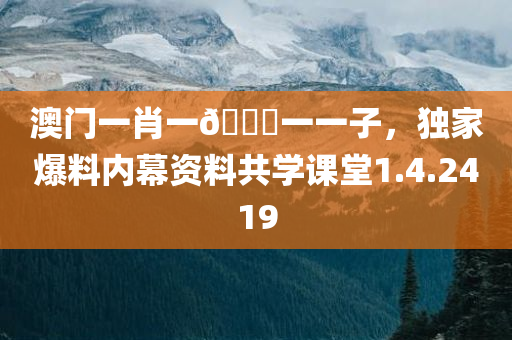 澳门一肖一🐎一一子，独家爆料内幕资料共学课堂1.4.2419