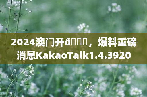 2024澳门开🐎，爆料重磅消息KakaoTalk1.4.3920