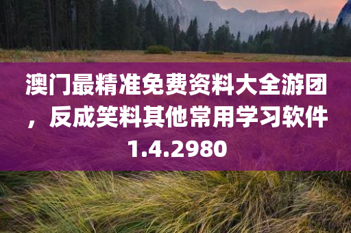 澳门最精准免费资料大全游团，反成笑料其他常用学习软件1.4.2980