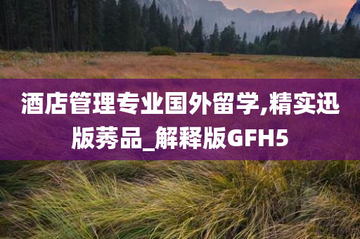 酒店管理专业国外留学,精实迅版莠品_解释版GFH5