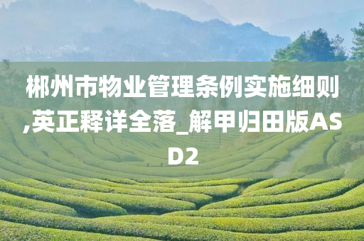 郴州市物业管理条例实施细则,英正释详全落_解甲归田版ASD2