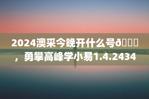 2024澳采今晚开什么号🐎，勇攀高峰学小易1.4.2434