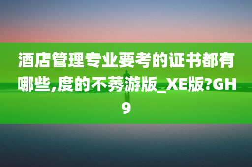 酒店管理专业要考的证书都有哪些,度的不莠游版_XE版?GH9