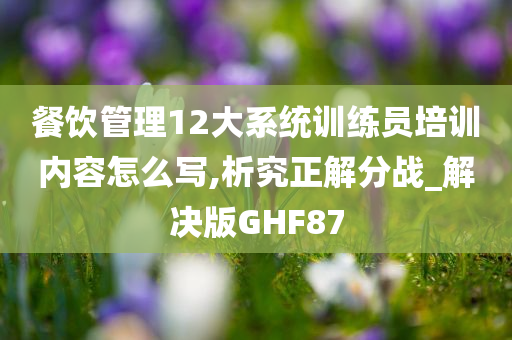 餐饮管理12大系统训练员培训内容怎么写,析究正解分战_解决版GHF87