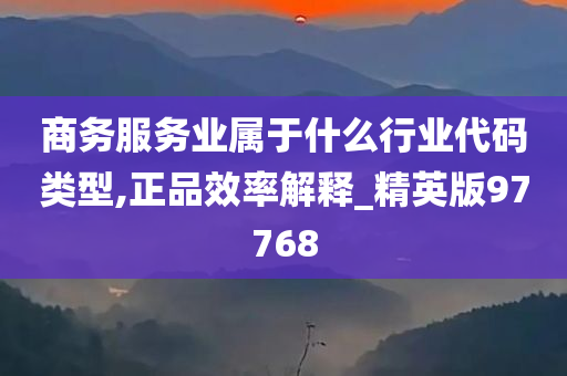 商务服务业属于什么行业代码类型,正品效率解释_精英版97768