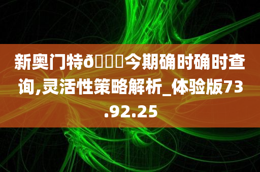 新奥门特🐎今期确时确时查询,灵活性策略解析_体验版73.92.25