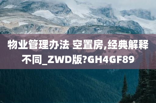 物业管理办法 空置房,经典解释不同_ZWD版?GH4GF89