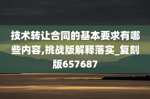 技术转让合同的基本要求有哪些内容,挑战版解释落实_复刻版657687