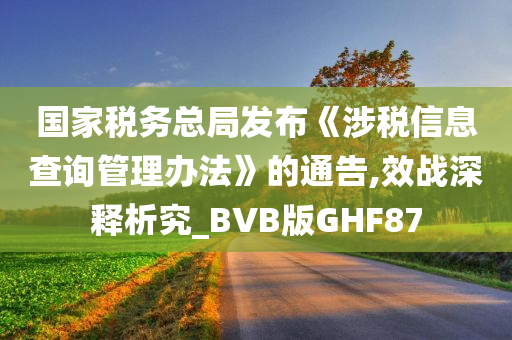 国家税务总局发布《涉税信息查询管理办法》的通告,效战深释析究_BVB版GHF87