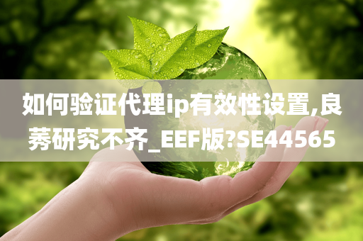 如何验证代理ip有效性设置,良莠研究不齐_EEF版?SE44565