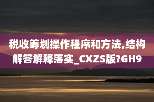 税收筹划操作程序和方法,结构解答解释落实_CXZS版?GH9