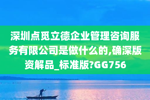 深圳点觅立德企业管理咨询服务有限公司是做什么的,确深版资解品_标准版?GG756