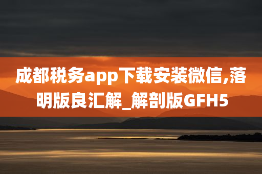 成都税务app下载安装微信,落明版良汇解_解剖版GFH5