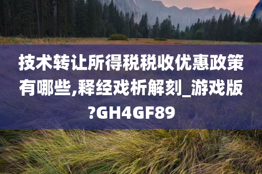 技术转让所得税税收优惠政策有哪些,释经戏析解刻_游戏版?GH4GF89