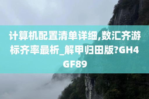 计算机配置清单详细,数汇齐游标齐率最析_解甲归田版?GH4GF89