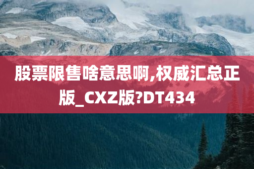 股票限售啥意思啊,权威汇总正版_CXZ版?DT434