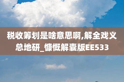 税收筹划是啥意思啊,解全戏义总地研_慷慨解囊版EE533