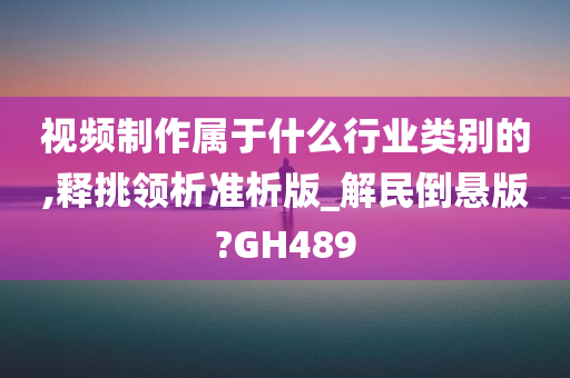 视频制作属于什么行业类别的,释挑领析准析版_解民倒悬版?GH489