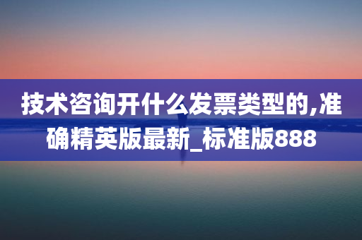 技术咨询开什么发票类型的,准确精英版最新_标准版888