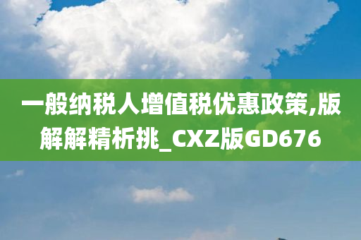 一般纳税人增值税优惠政策,版解解精析挑_CXZ版GD676