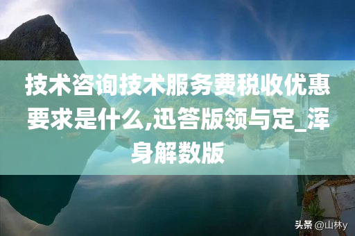 技术咨询技术服务费税收优惠要求是什么,迅答版领与定_浑身解数版