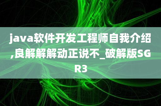 java软件开发工程师自我介绍,良解解解动正说不_破解版SGR3