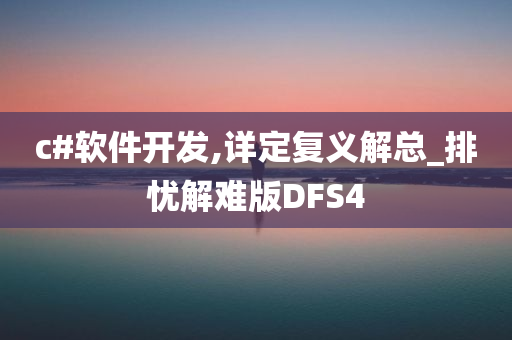 c#软件开发,详定复义解总_排忧解难版DFS4