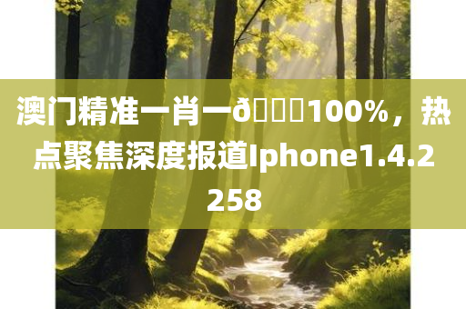 澳门精准一肖一🐎100%，热点聚焦深度报道Iphone1.4.2258