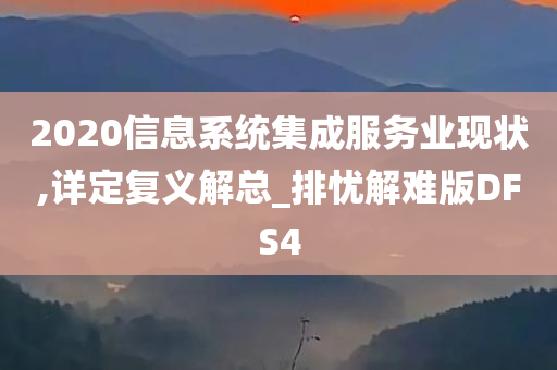 2020信息系统集成服务业现状,详定复义解总_排忧解难版DFS4