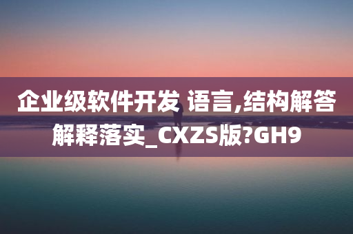 企业级软件开发 语言,结构解答解释落实_CXZS版?GH9