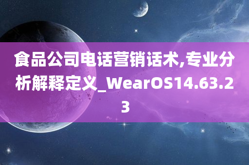 食品公司电话营销话术,专业分析解释定义_WearOS14.63.23