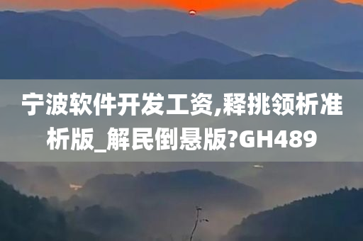 宁波软件开发工资,释挑领析准析版_解民倒悬版?GH489