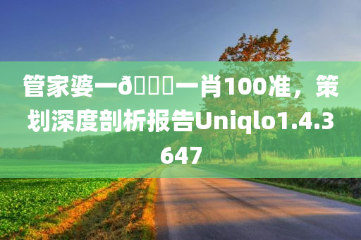 管家婆一🐎一肖100准，策划深度剖析报告Uniqlo1.4.3647