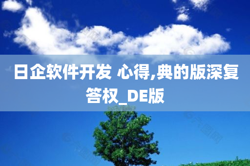 日企软件开发 心得,典的版深复答权_DE版