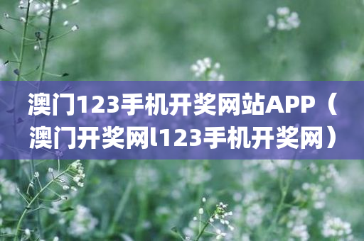 澳门123手机开奖网站APP（澳门开奖网l123手机开奖网）