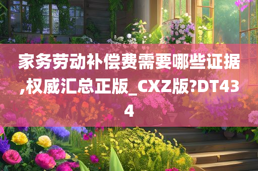 家务劳动补偿费需要哪些证据,权威汇总正版_CXZ版?DT434