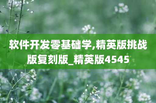 软件开发零基础学,精英版挑战版复刻版_精英版4545