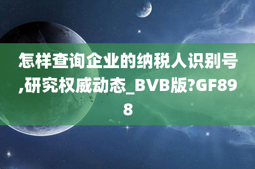 怎样查询企业的纳税人识别号,研究权威动态_BVB版?GF898