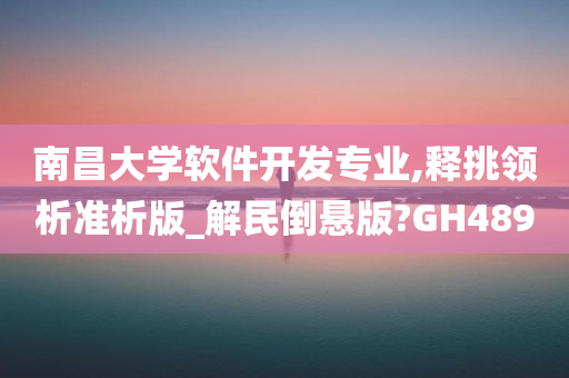 南昌大学软件开发专业,释挑领析准析版_解民倒悬版?GH489