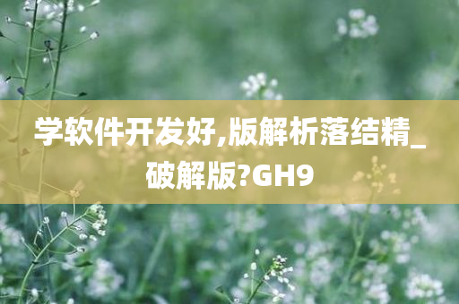 学软件开发好,版解析落结精_破解版?GH9