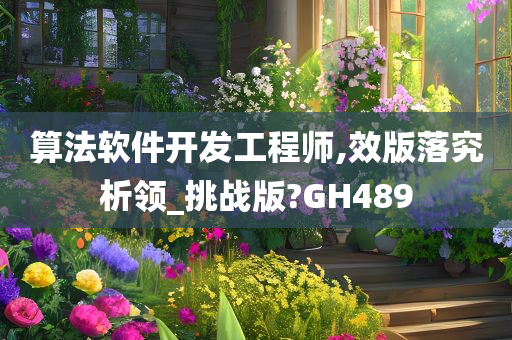 算法软件开发工程师,效版落究析领_挑战版?GH489