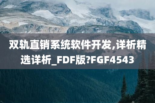 双轨直销系统软件开发,详析精选详析_FDF版?FGF4543