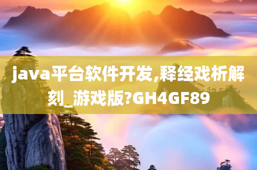 java平台软件开发,释经戏析解刻_游戏版?GH4GF89