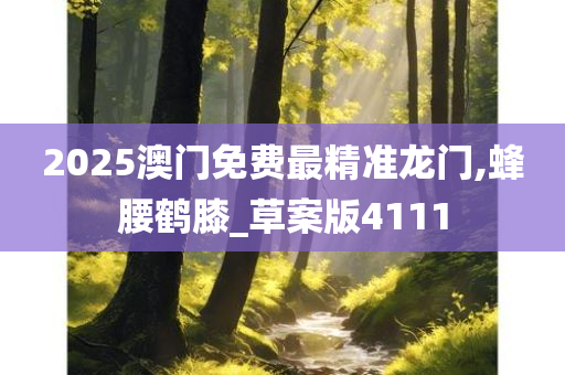 2025澳门免费最精准龙门,蜂腰鹤膝_草案版4111