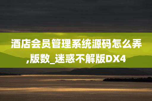 酒店会员管理系统源码怎么弄,版数_迷惑不解版DX4