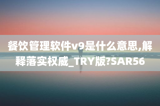 餐饮管理软件v9是什么意思,解释落实权威_TRY版?SAR56