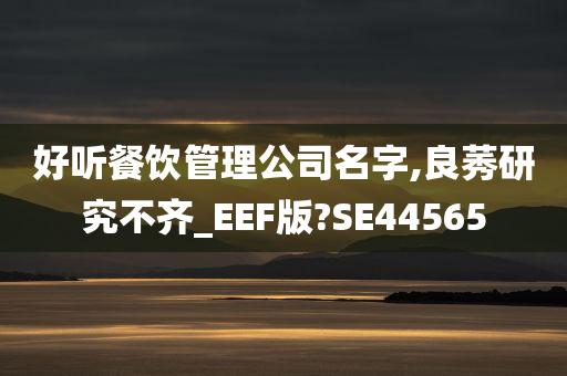 好听餐饮管理公司名字,良莠研究不齐_EEF版?SE44565