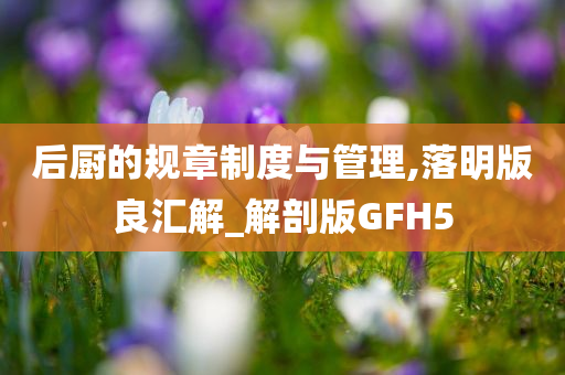 后厨的规章制度与管理,落明版良汇解_解剖版GFH5